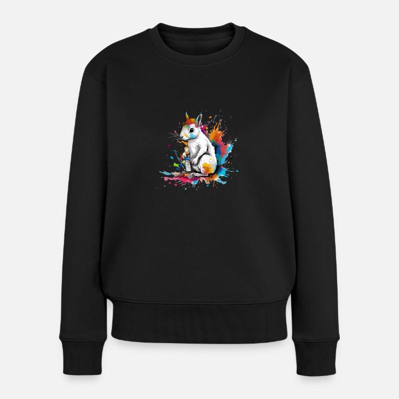 Bibou der Eichhörnchenmaler - Frauen Premium Bio Pullover - Schwarz
