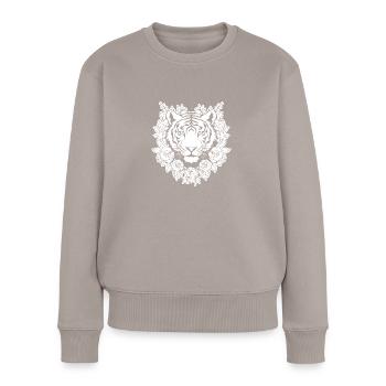 Tigre Big Cat - Pull Premium bio Femme - taupe - Devant - Julia (174cm)