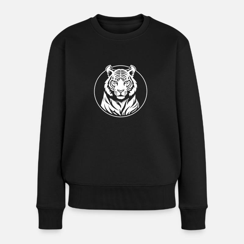 Tiger Raubkatze - Frauen Premium Bio Pullover - Schwarz