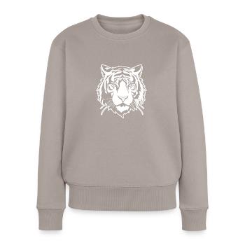 Tigre Big Cat - Pull Premium bio Femme - taupe - Devant - Julia (174cm)