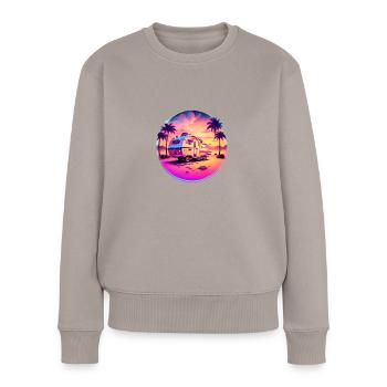 Camping car on the beach in the sunset - Women's Premium Organic Jumper - taupe - Front - Julia (174cm)