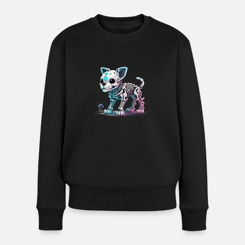 Chien squelette - Pull Premium bio Femme - noir