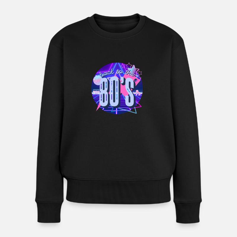 back to the 80s - zürück in die 80er - retro - Frauen Premium Bio Pullover - Schwarz