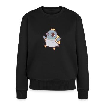 Niedliche kleine Taube mit gelbem Schulranzen - Frauen Premium Bio Pullover - Schwarz - Vorne - Julia (174cm)