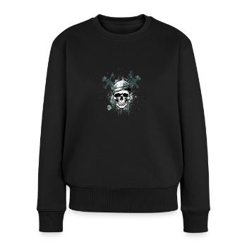 Tête de pirate n°3 - Pull Premium bio Femme - noir - Devant - Julia (174cm)