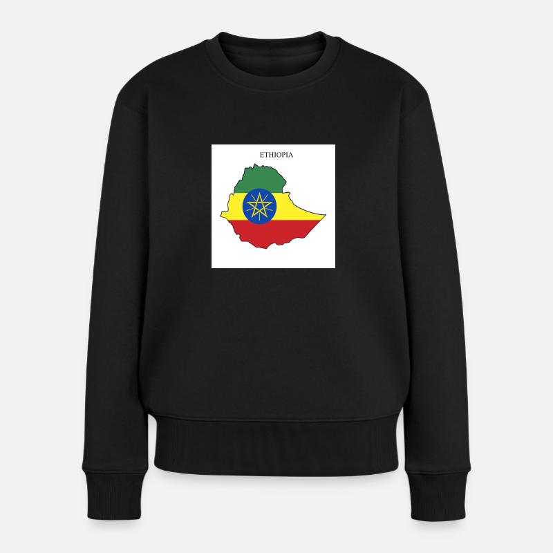 Äthiopien Flagge, Map - Frauen Premium Bio Pullover - Schwarz