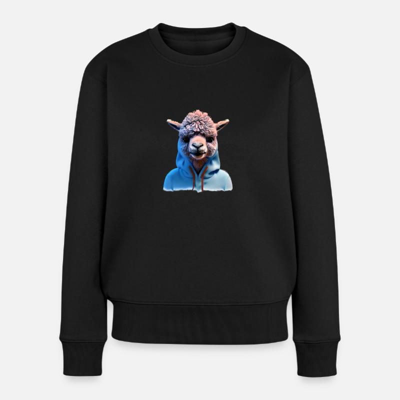 L’alpaga éleveur d’alpaga porte un pull en éventail d’alpaga - Pull Premium bio Femme - noir