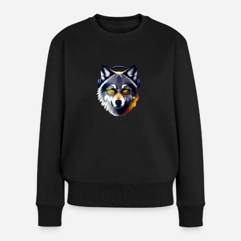 wolf - Women's Premium Organic Jumper - black