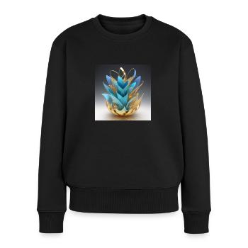 Blumenvase Origami-Stil - Frauen Premium Bio Pullover - Schwarz - Vorne - Julia (174cm)