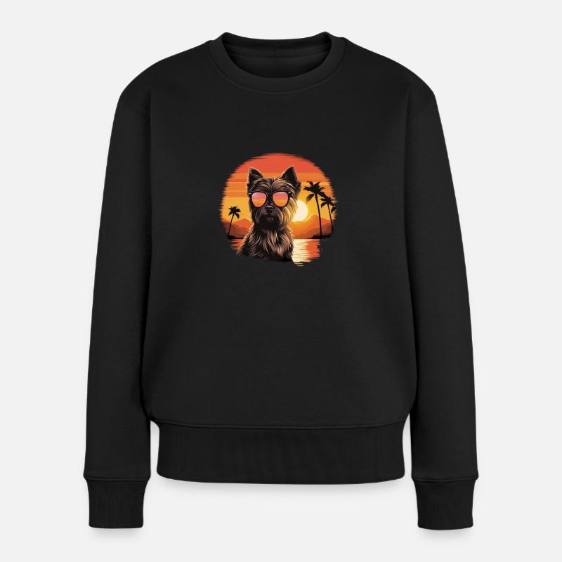 Yorkshire Terrier mit Sonnenbrille - Frauen Premium Bio Pullover - Schwarz
