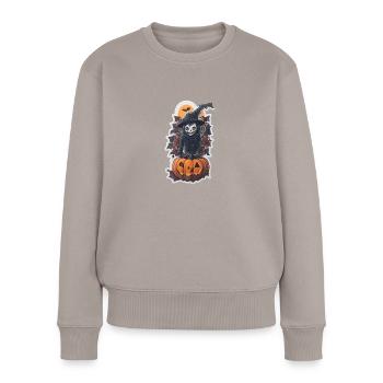 Helloween Kürbis Hexe - Frauen Premium Bio Pullover - Taupe - Vorne - Julia (174cm)