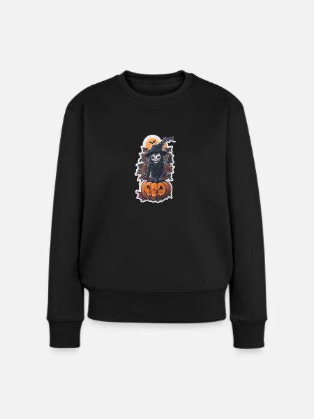 Helloween Kürbis Hexe - Frauen Premium Bio Pullover - Schwarz