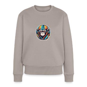 Affe - Frauen Premium Bio Pullover - Taupe - Vorne - Julia (174cm)