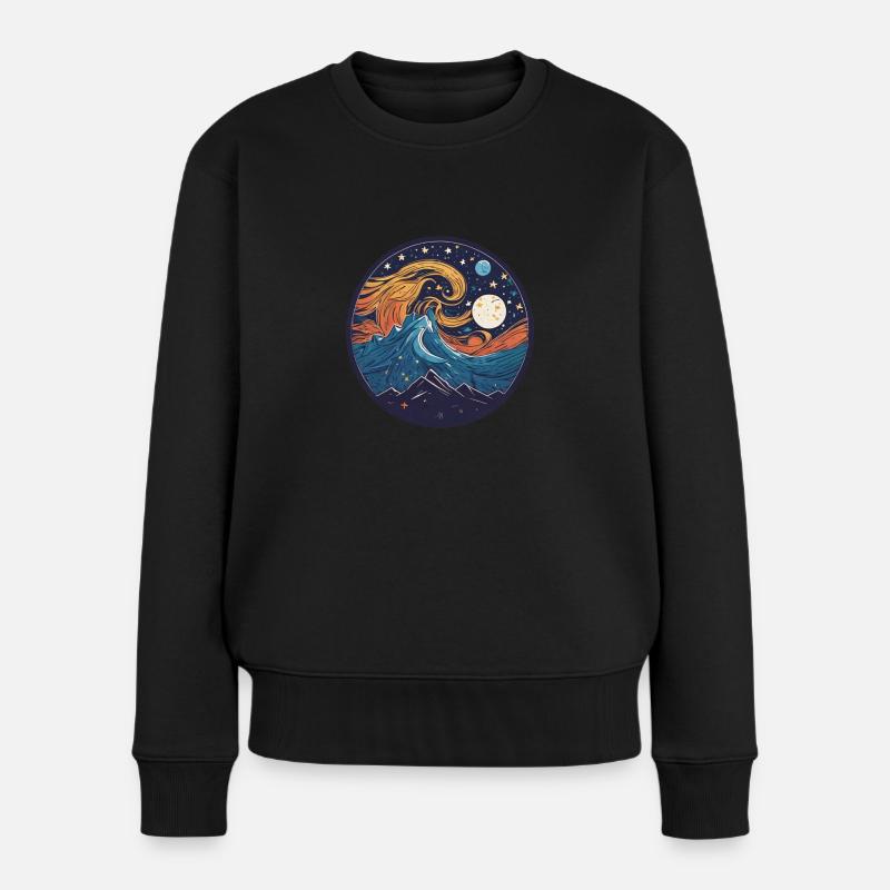 Nacht - Frauen Premium Bio Pullover - Schwarz