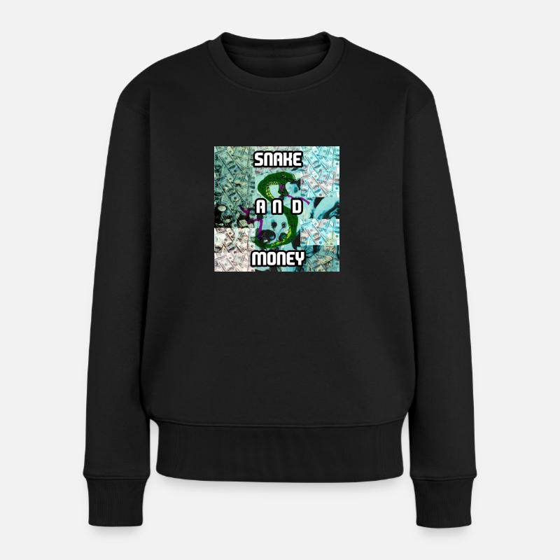 Schlange und Geld - Frauen Premium Bio Pullover - Schwarz