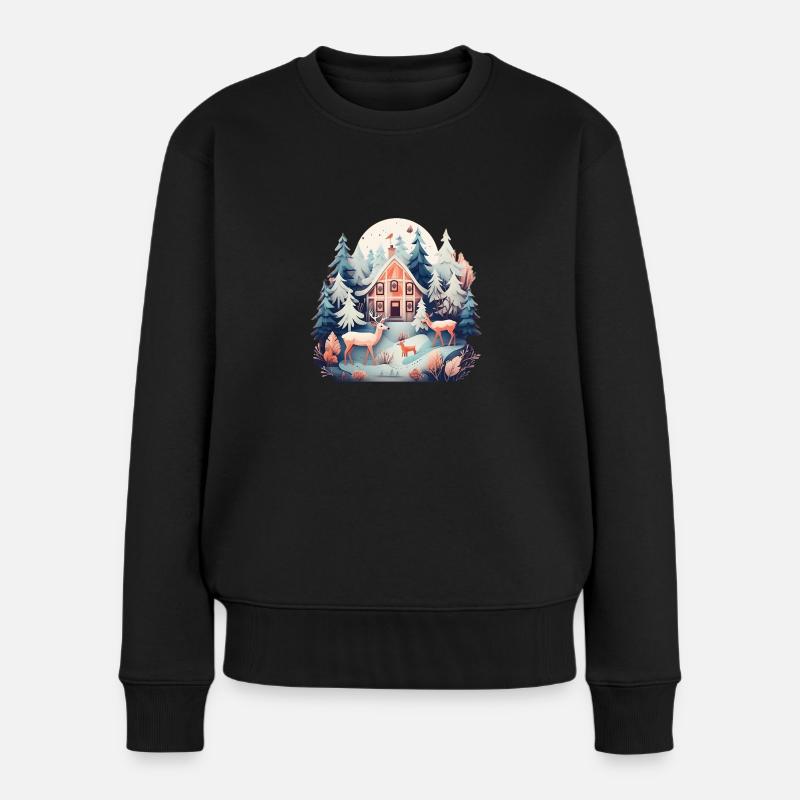 weihnachts-shirt - Frauen Premium Bio Pullover - Schwarz