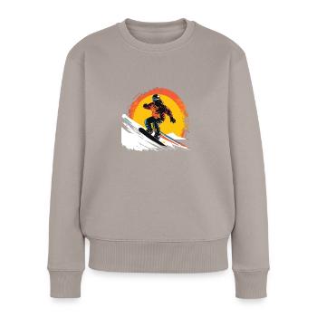 snowboarder - Frauen Premium Bio Pullover - Taupe - Vorne - Julia (174cm)