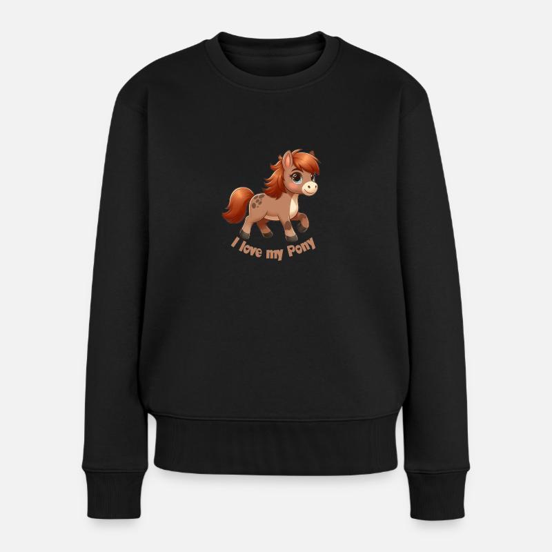 I Love my pony comic - Frauen Premium Bio Pullover - Schwarz