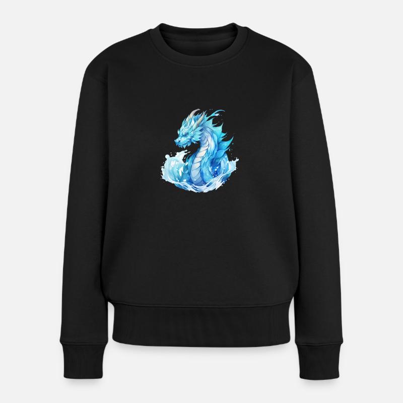 Wasserdrache. Blauer Fantasy-Drache für Enthusiasten. - Frauen Premium Bio Pullover - Schwarz