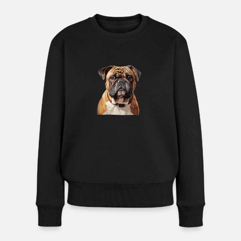 Bulldog Porträt - Frauen Premium Bio Pullover - Schwarz