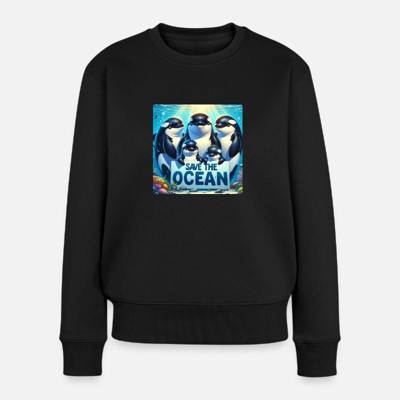 Orca Familie - Frauen Premium Bio Pullover - Schwarz