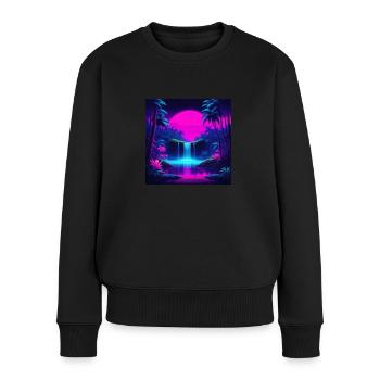 Neon-Wasserfall - Frauen Premium Bio Pullover - Schwarz - Vorne - Julia (174cm)