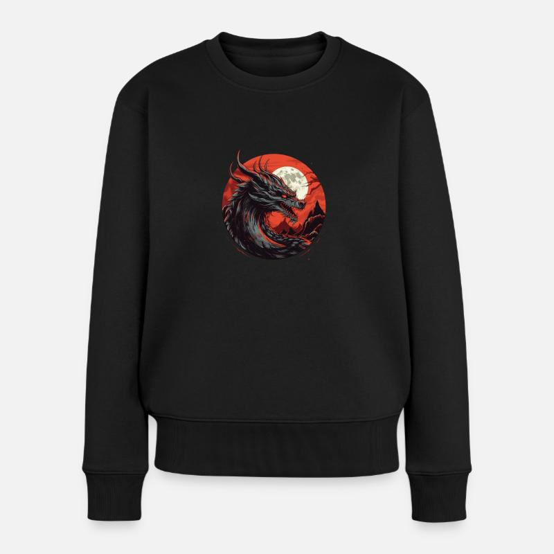 Dragon de la nuit rouge - Pull Premium bio Femme - noir