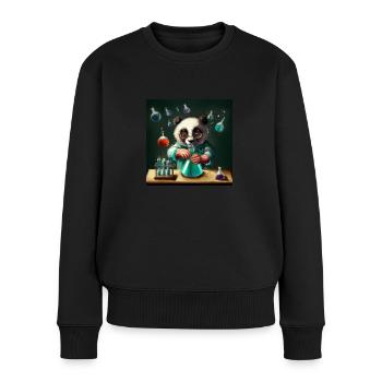 Panda Forscher - Frauen Premium Bio Pullover - Schwarz - Vorne - Julia (174cm)