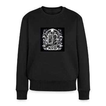 Nerd Stolz Black&White - Frauen Premium Bio Pullover - Schwarz - Vorne - Julia (174cm)