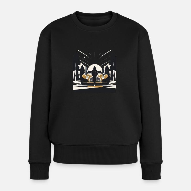 Art-déco-Kapuzenfigur und Auto - Frauen Premium Bio Pullover - Schwarz