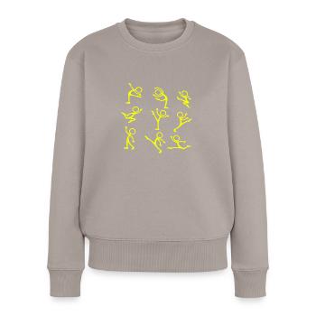 Neon Strichmännchen Menschen Kunst Illustrationen Karikatur - Frauen Premium Bio Pullover - Taupe - Vorne - Julia (174cm)