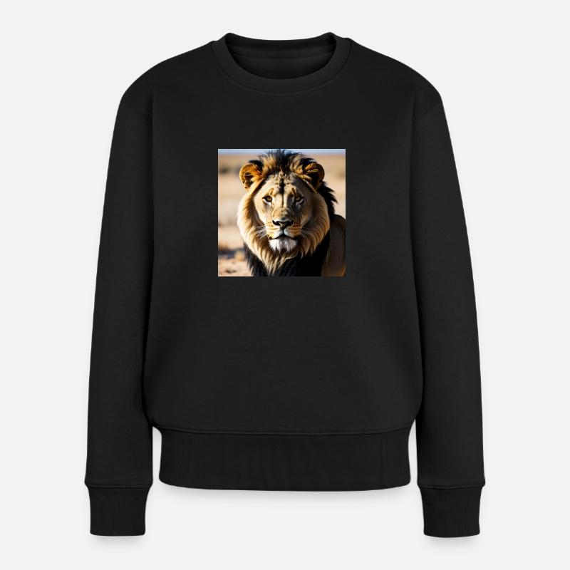 majestätischer Löwe, König der Tiere - Frauen Premium Bio Pullover - Schwarz
