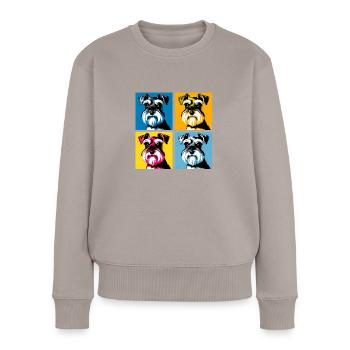 Pop Miniature Schnauzer Dog Portrait - Pet Portrai - Women's Premium Organic Jumper - taupe - Front - Julia (174cm)