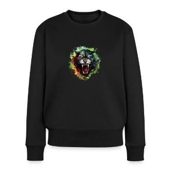 Schattenläufer und Kraftprotz - Frauen Premium Bio Pullover - Schwarz - Vorne - Julia (174cm)