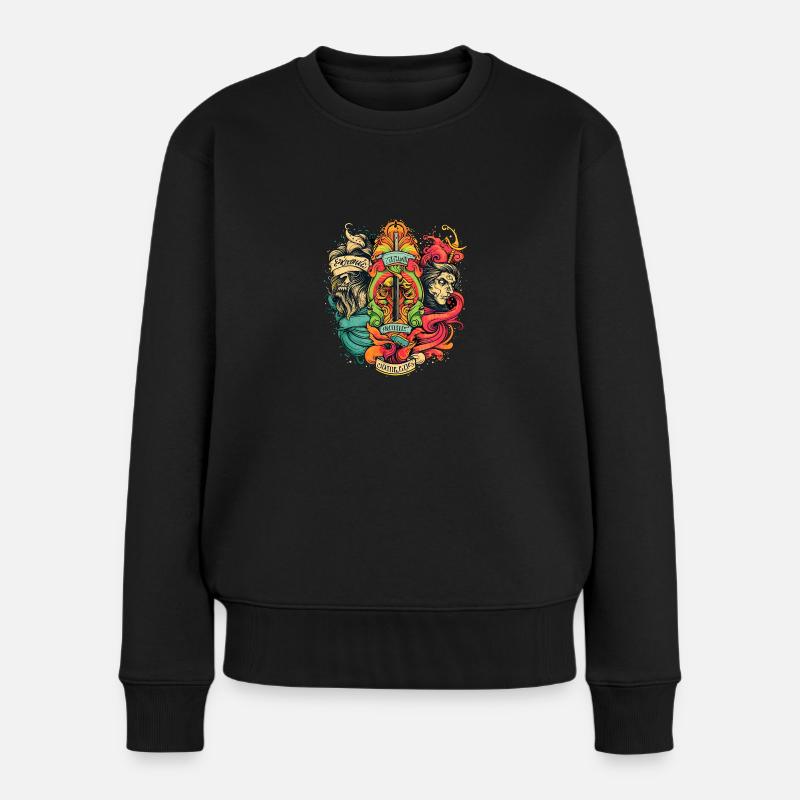 Rebellion mit Eleganz - Frauen Premium Bio Pullover - Schwarz