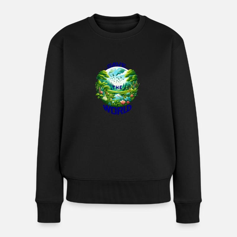 Save the World (Ein Aufruf zur Erhaltung)Blau - Frauen Premium Bio Pullover - Schwarz