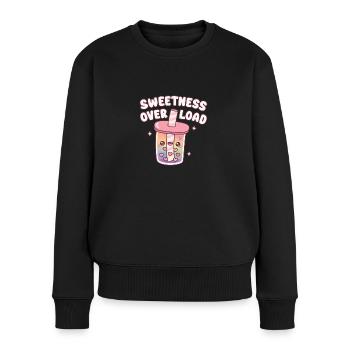 Süßer Bubble Tea mit Herz Boba Süße Overload - Frauen Premium Bio Pullover - Schwarz - Vorne - Julia (174cm)