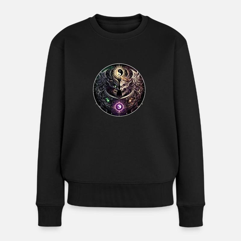 Balance der Mächte - Frauen Premium Bio Pullover - Schwarz