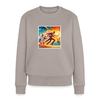 hohe Energie - Frauen Premium Bio Pullover - Taupe - Vorne - Julia (174cm)