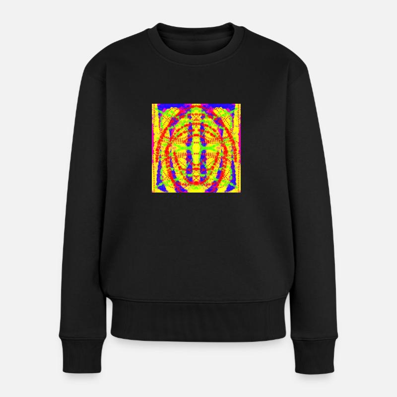 Abstraktes gelbes und blaues Design - Frauen Premium Bio Pullover - Schwarz