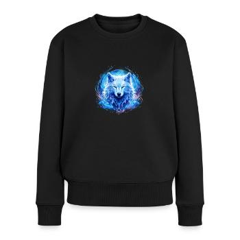 Himmlischer Wolf - Frauen Premium Bio Pullover - Schwarz - Vorne - Julia (174cm)