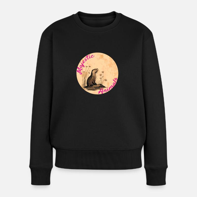 Majestic Animals: Verschmuster Otter - Frauen Premium Bio Pullover - Schwarz