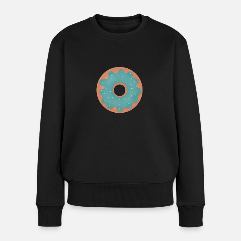 Donut with turquoise glaze - Women's Premium Organic Jumper - black