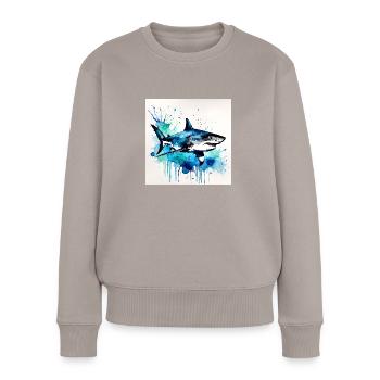 Haifisch - Frauen Premium Bio Pullover - Taupe - Vorne - Julia (174cm)