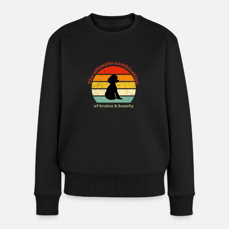 Retro Poodle - Frauen Premium Bio Pullover - Schwarz
