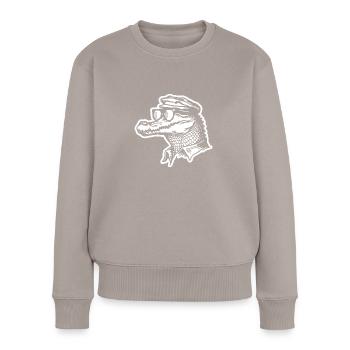 Krokodil Alligator - Frauen Premium Bio Pullover - Taupe - Vorne - Julia (174cm)