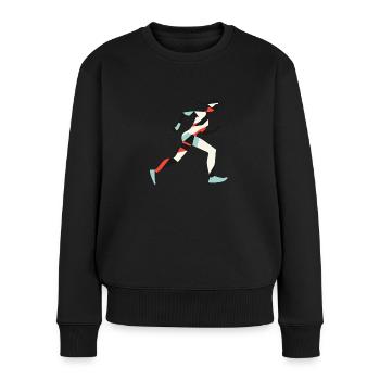 Läuferin Laufsport Laufschuhe - Frauen Premium Bio Pullover - Schwarz - Vorne - Julia (174cm)
