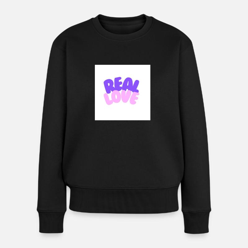 real love - Frauen Premium Bio Pullover - Schwarz