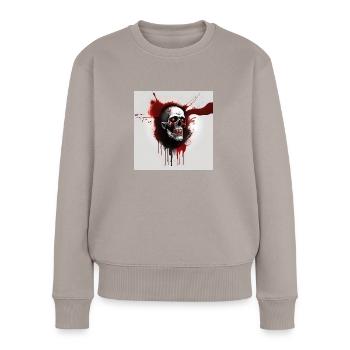 Horror Chic: Stylisches T-Shirt für Halloween-Fans - Frauen Premium Bio Pullover - Taupe - Vorne - Julia (174cm)