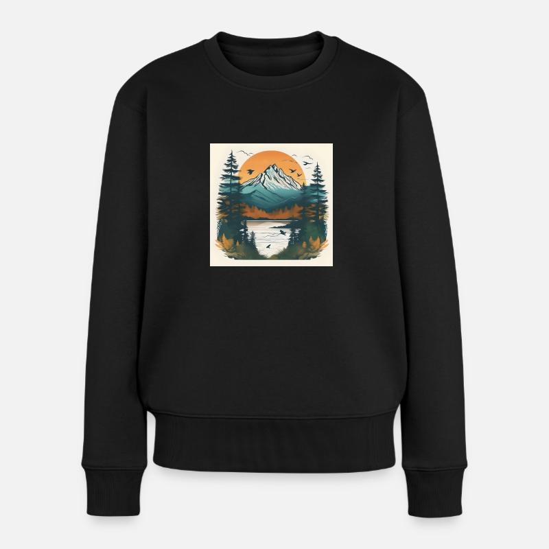Berge rufen: Stylisches Design für Bergsteiger - Frauen Premium Bio Pullover - Schwarz